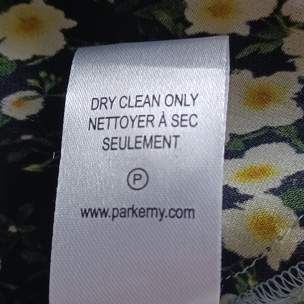 Parker Womens Silk Floral Smocked Peplum Blouse Black Daisy Balloon Sleeve Sz M - Picture 13 of 14